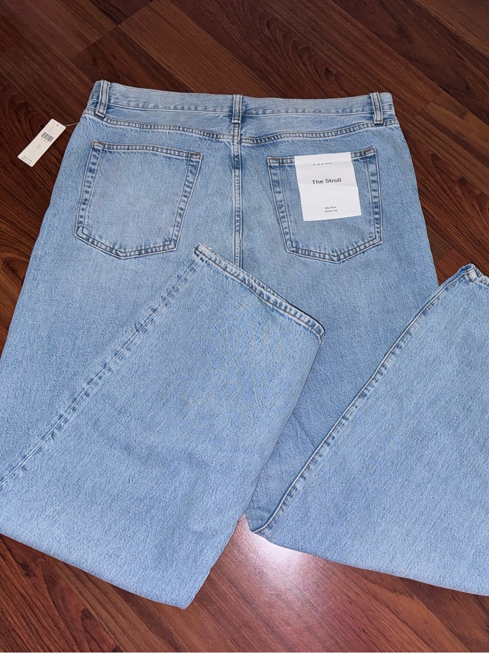NWT FRAME Jeans The Stroll Sz 31 Mid Rise Wide Leg Light Wash Anthropologie $298